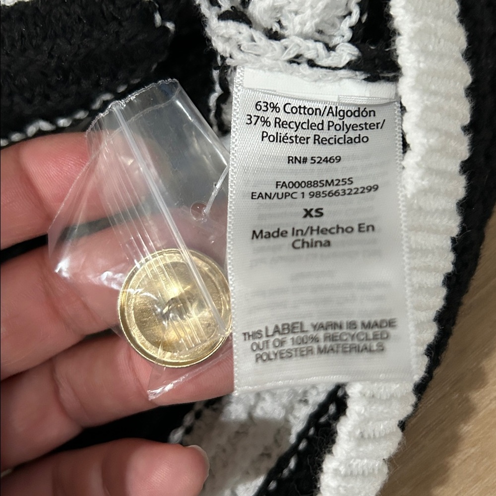 NWT - FREE ASSEMBLY Crochet Cardigan Striped Sweater with Gold Buttons - Picture 8 of 9